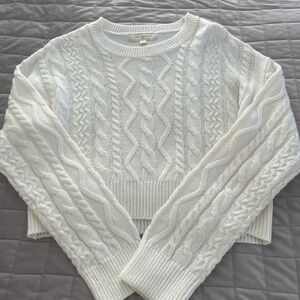 White halter cable knit sweater